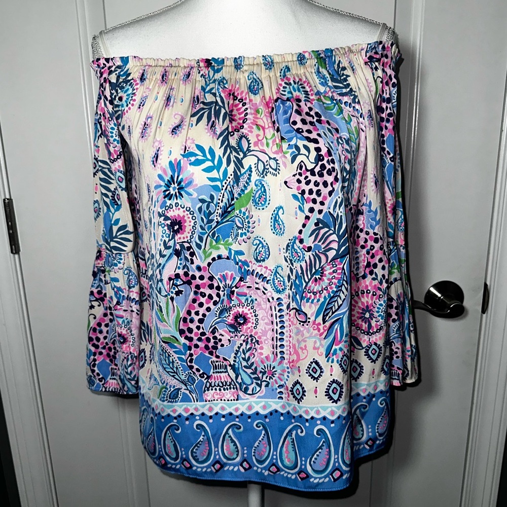 Lilly Pulitzer Blue and Pink Paisley Blouse